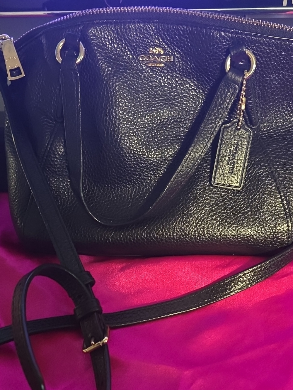 Coach Black Pebbled Leather Crossbody Satchel